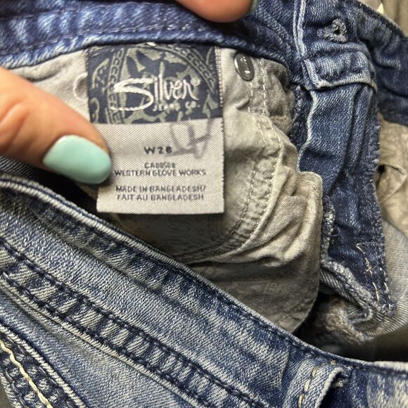 Silver Jeans Tuesday Crop Distressed Denim Jeans Women Size 28 - Picture 5 of 6